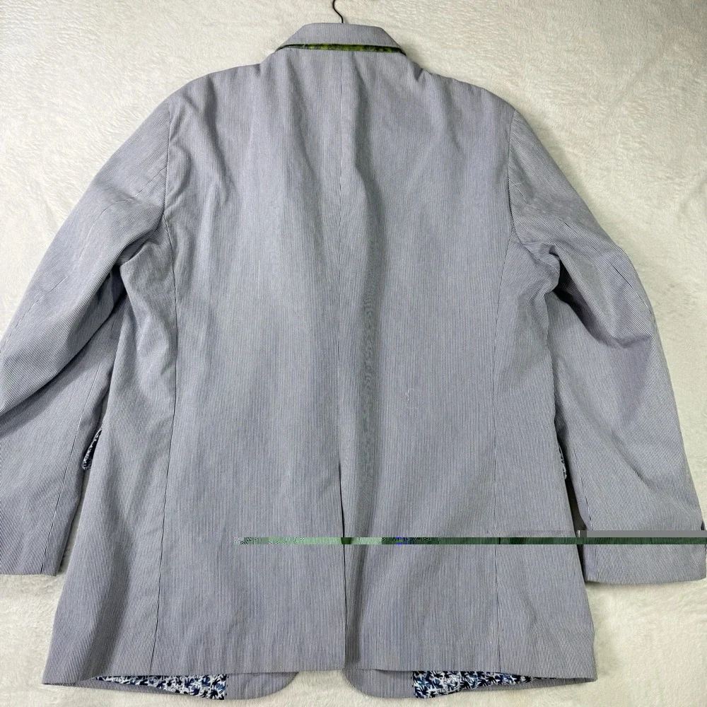 ROBERT GRAHAM Blazer 44R Classic SEERSUCKER Men Lightweight Striped 100% Cotton